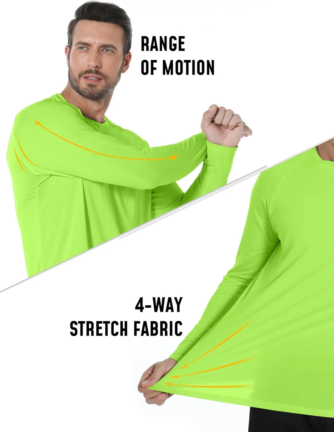 Long Sleeve Shirts for Men 5 Pack Athletic T Shirt UPF 50  Sun Protection Fishing Active Running Quick Dry Fit Tee Shirt