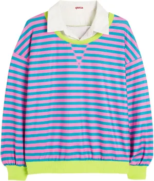 Long Sleeve Striped Shirts for Womens Cute Trendy Fall Crewneck Casual Loose Sweatshirt Color Block T-Shirt