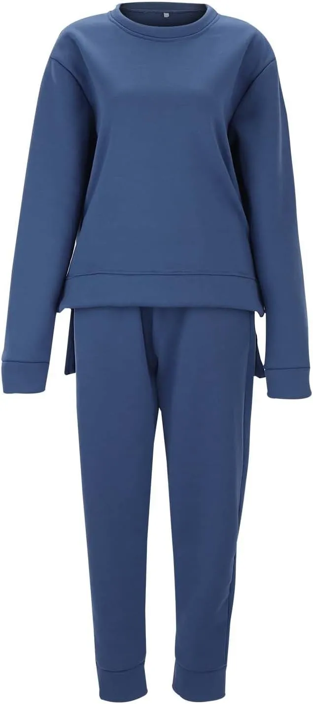 Lounge Sets for Women Two Piece Long Sleeve Crewneck Graphic Shorts Long Sleeve Tops Long Pants Tracksuits
