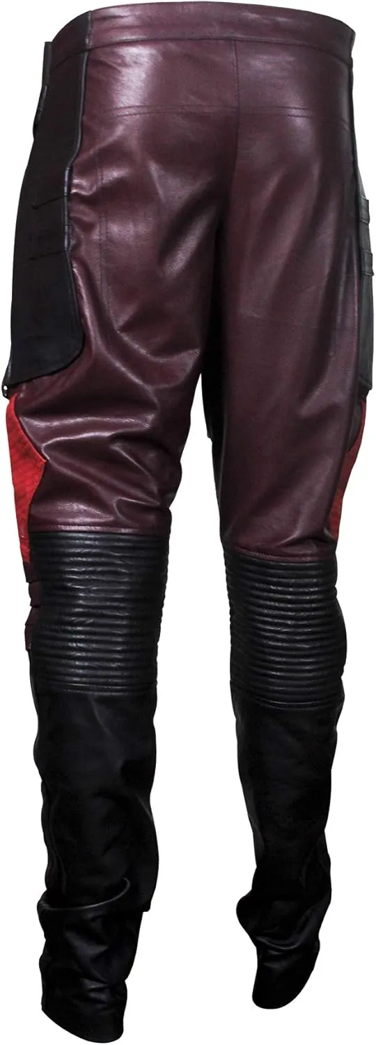 LP-FACON Mens Star Biker Maroon Halloween Cosplay Costume Leather Jacket Faux/Real