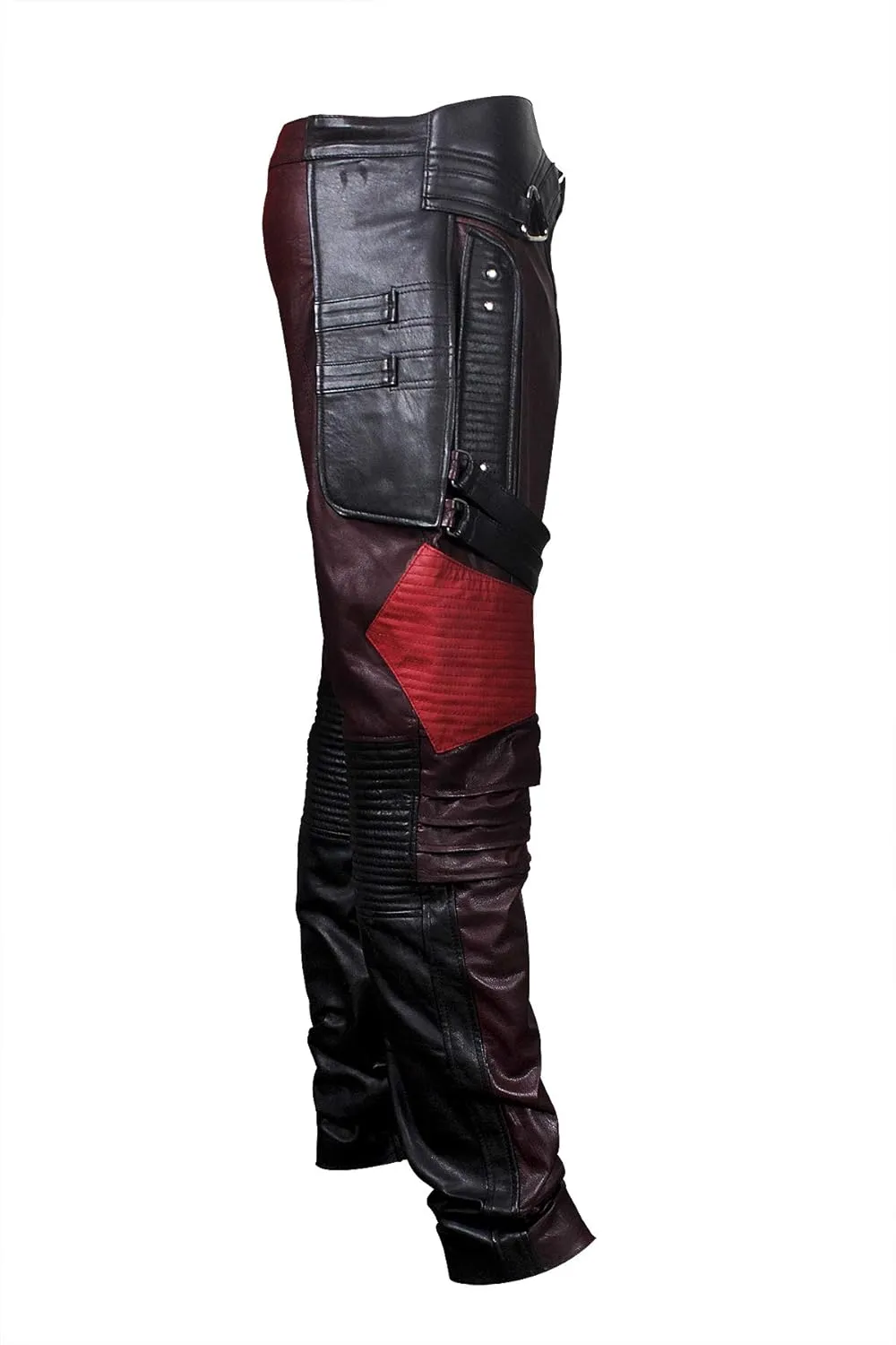 LP-FACON Mens Star Biker Maroon Halloween Cosplay Costume Leather Jacket Faux/Real