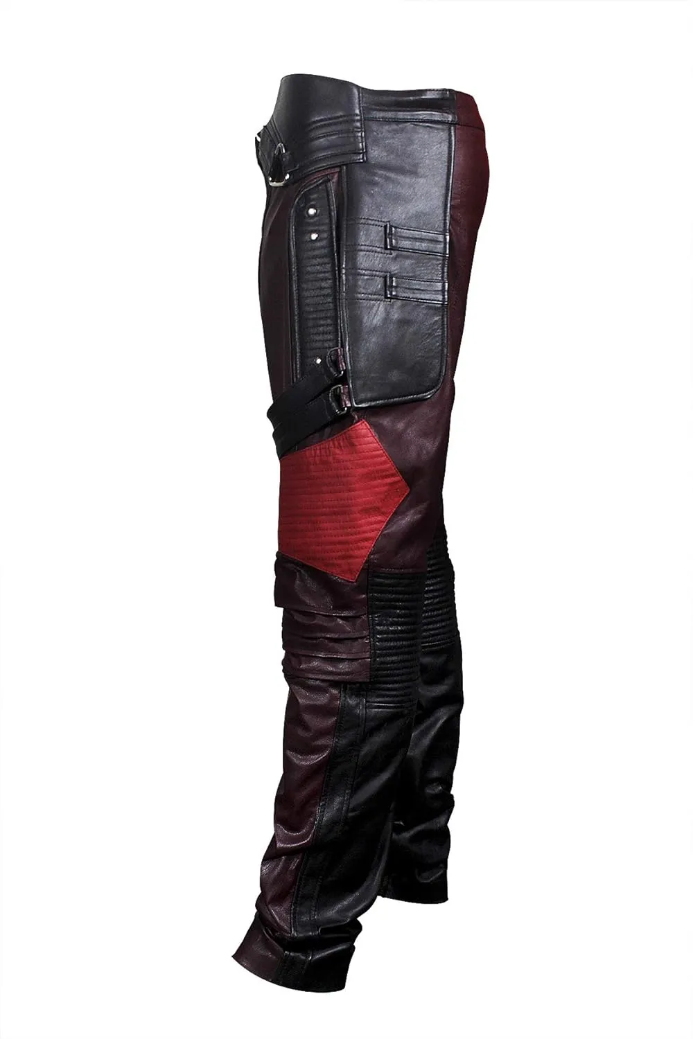 LP-FACON Mens Star Biker Maroon Halloween Cosplay Costume Leather Jacket Faux/Real