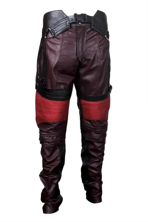 LP-FACON Mens Star Biker Maroon Halloween Cosplay Costume Leather Jacket Faux/Real