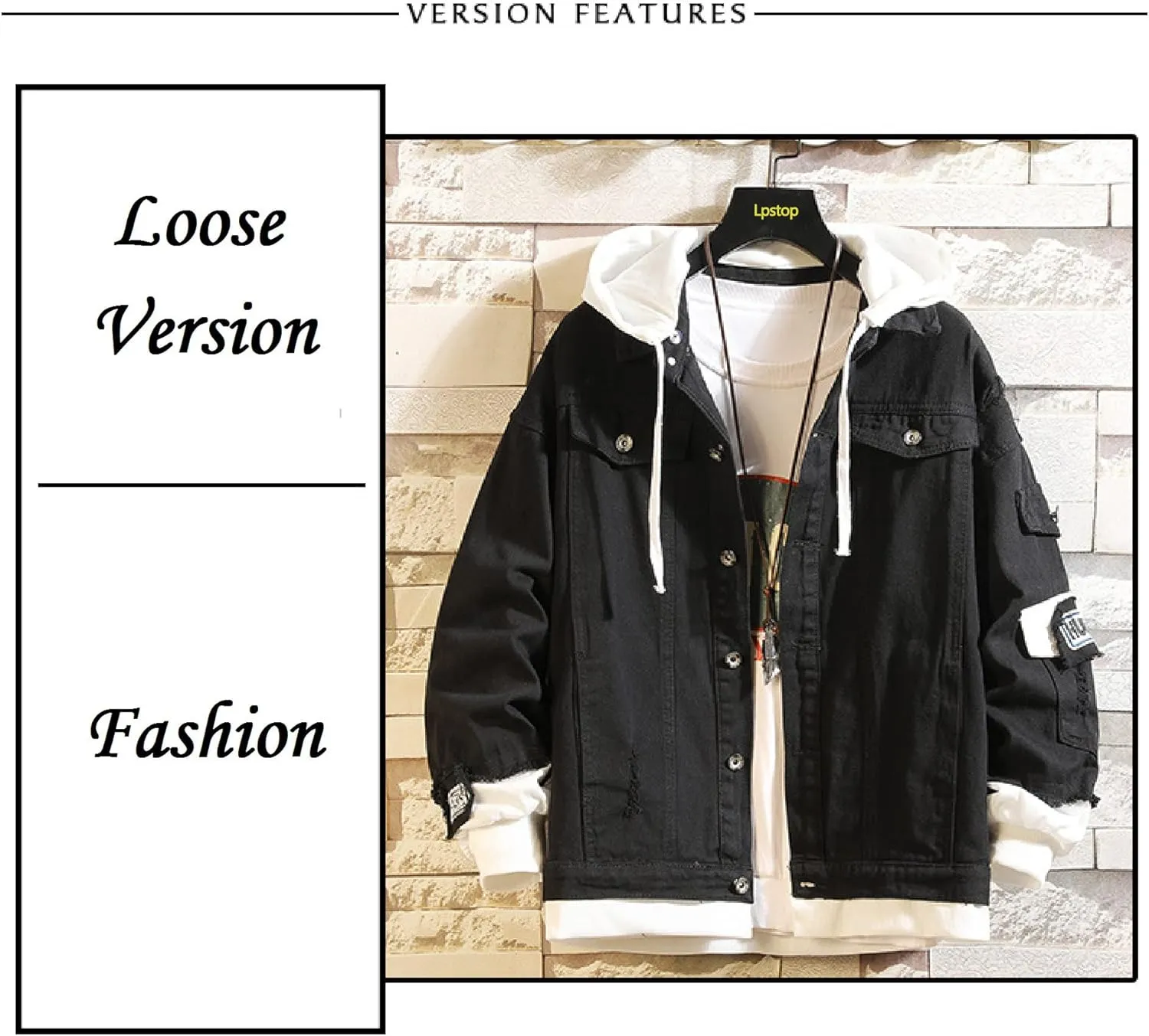 Lpstop Chinese Dragon Denim Jacket Dragon Hand Drawn Style Hoodie Animal Print Lightweight Jacket Coat for Teens