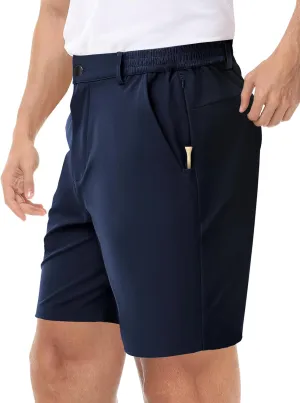 LUSHENUNI Mens Golf Shorts Stretch Quick Dry 7 Lightweight Hiking Casual Dress Athletic Shorts with Zipper Pockets