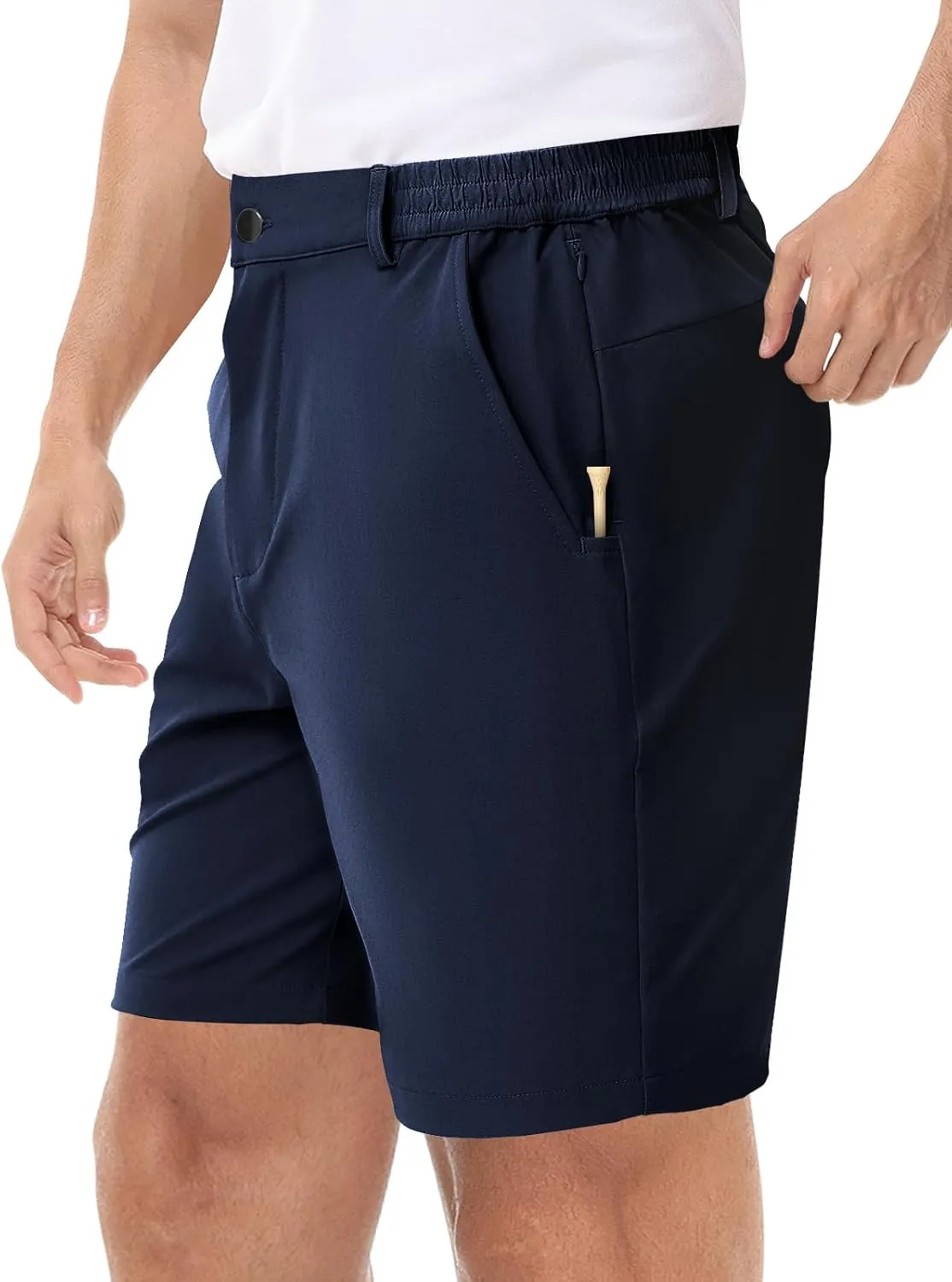 LUSHENUNI Mens Golf Shorts Stretch Quick Dry 7 Lightweight Hiking Casual Dress Athletic Shorts with Zipper Pockets