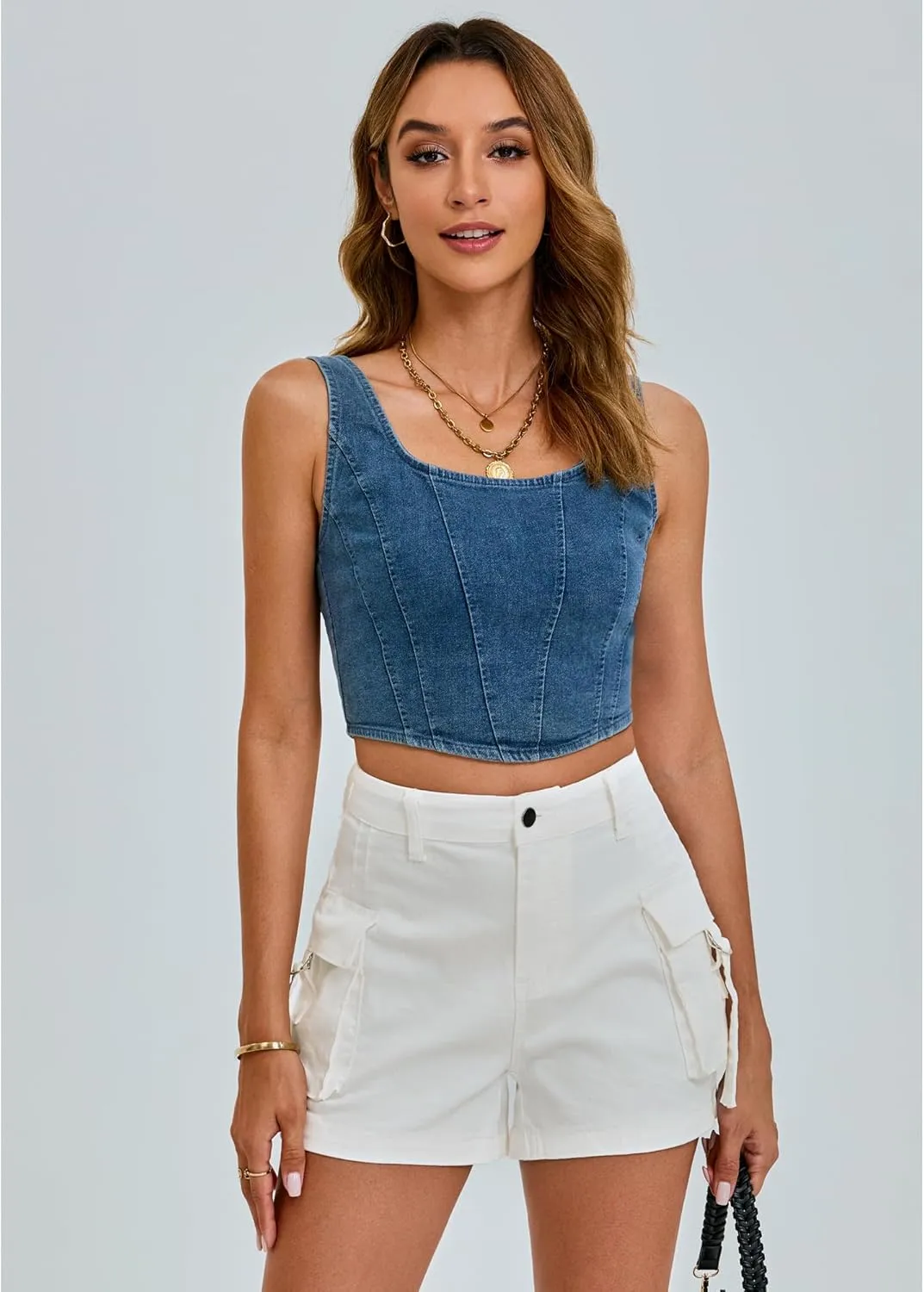 luvamia Cargo Shorts for Women Trendy High Wasited Casual Summer Stretchy Utility Cut Off Shorts with Pockets