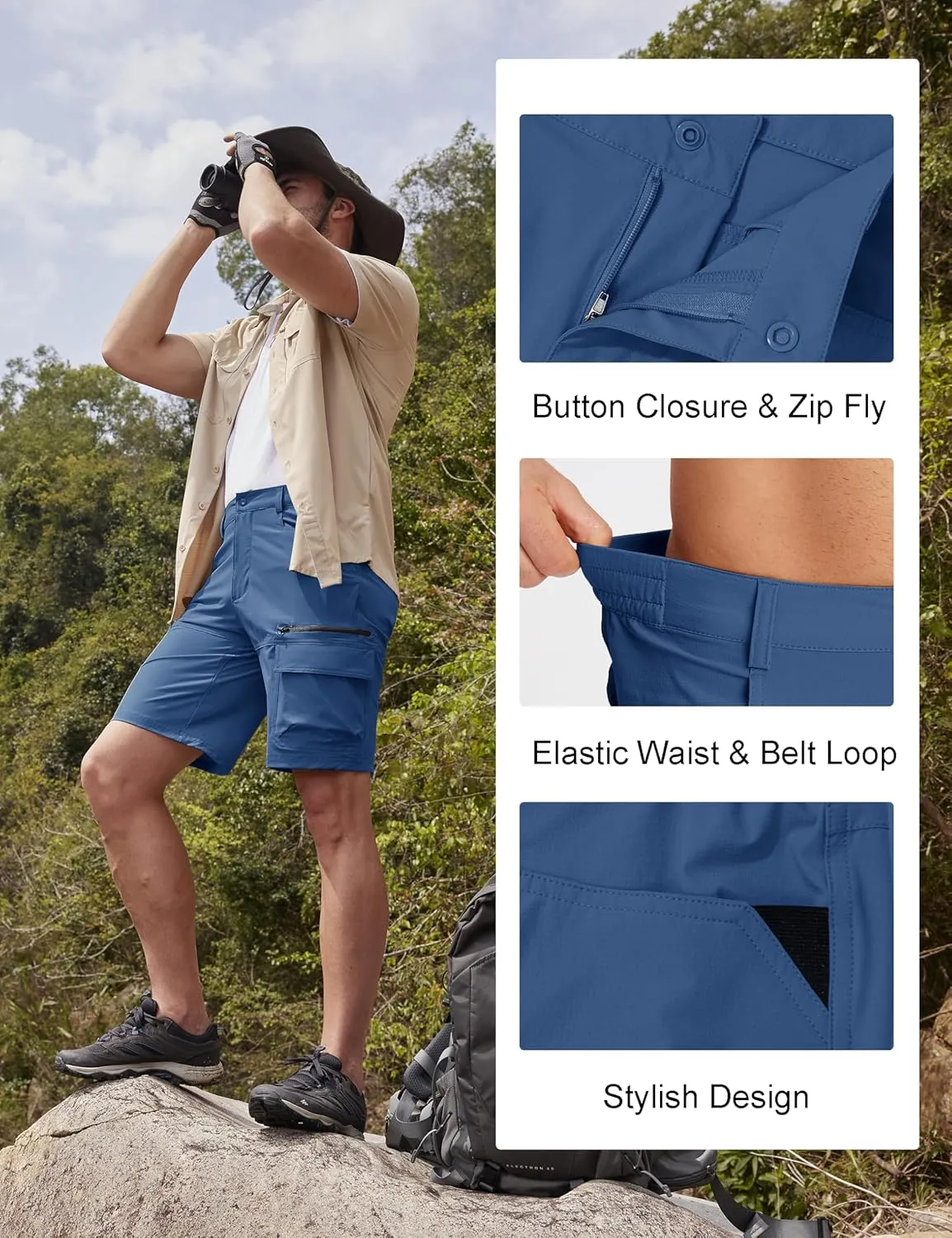MAGCOMSEN Men's Hiking Cargo Shorts 9" Quick Dry Lightweight Summer Casual Shorts for Men Work Golf Outdoor 5 Pockets