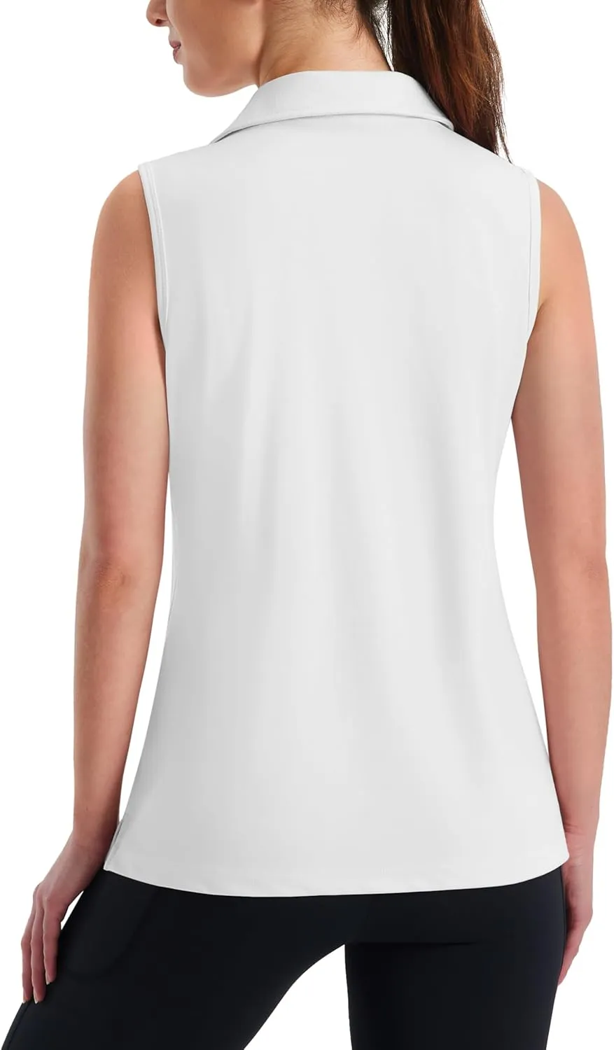 MAGCOMSEN Women's Sleeveless Golf Polo Shirts UPF 50  Tank Tops V-Neck Quick Dry Workout Athletic Tops