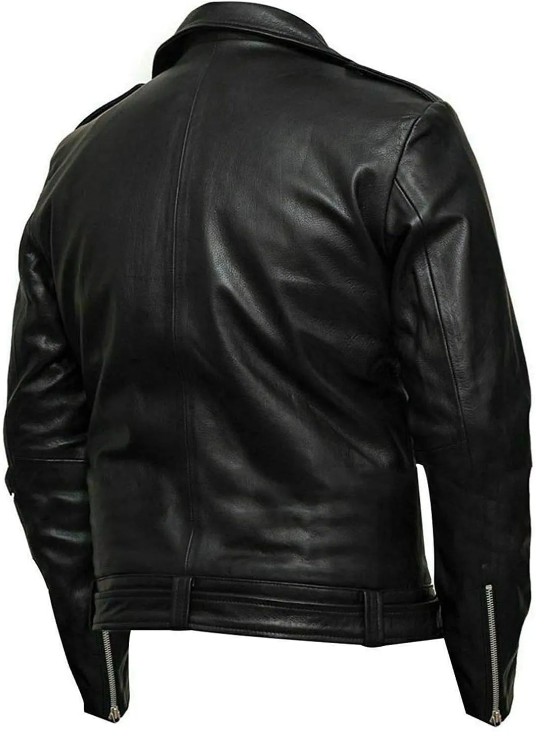Men Leather Jacket - Mens Cafe Racer Motorcycle Jacket - Distressed Lambskin Biker Leather Jackets for Men