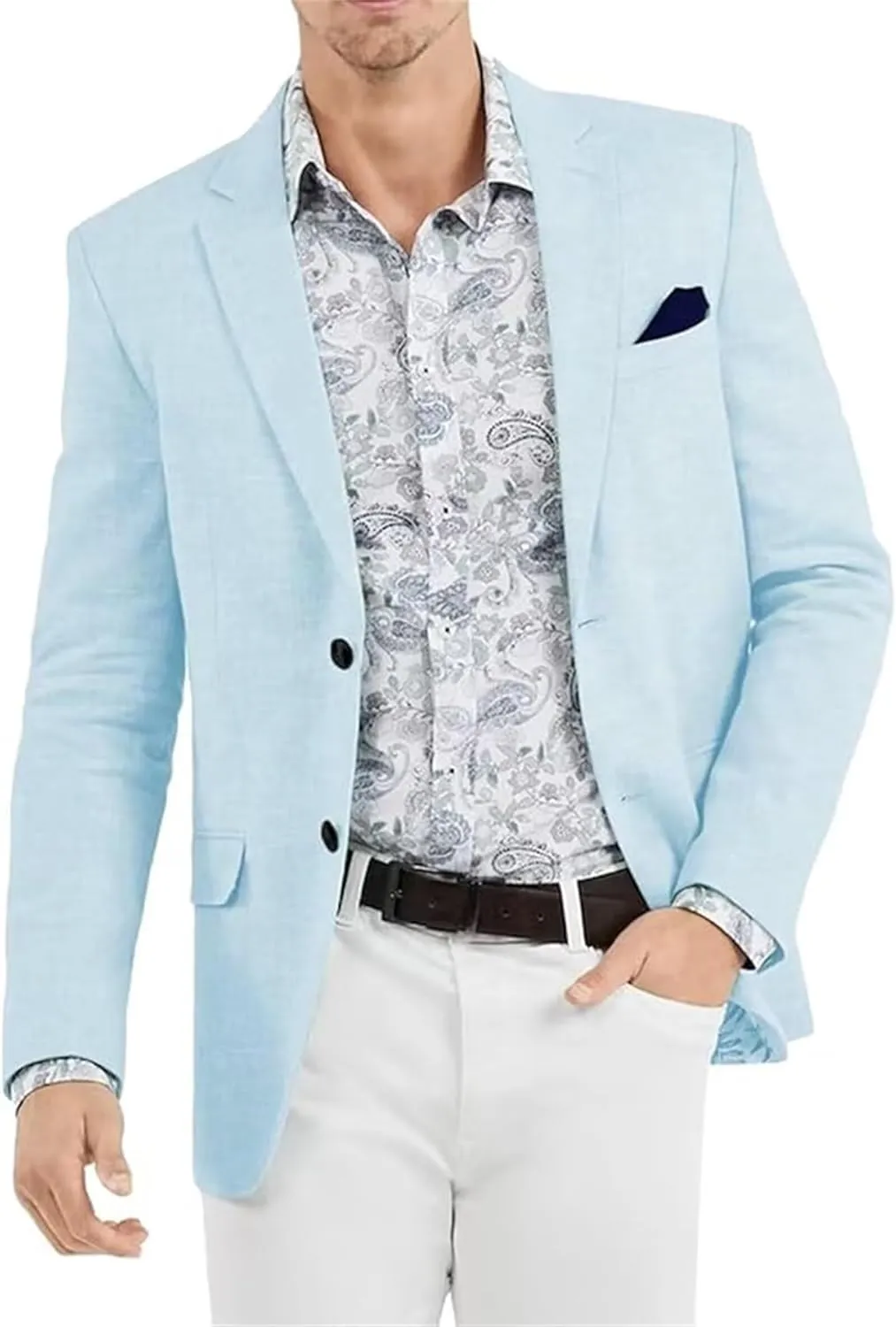 Men Suit Jacket Casual Linen Blazer for Men Wedding Prom Business Summer Suit Blazer Slim Fit Lightweight Sport Coats for Men