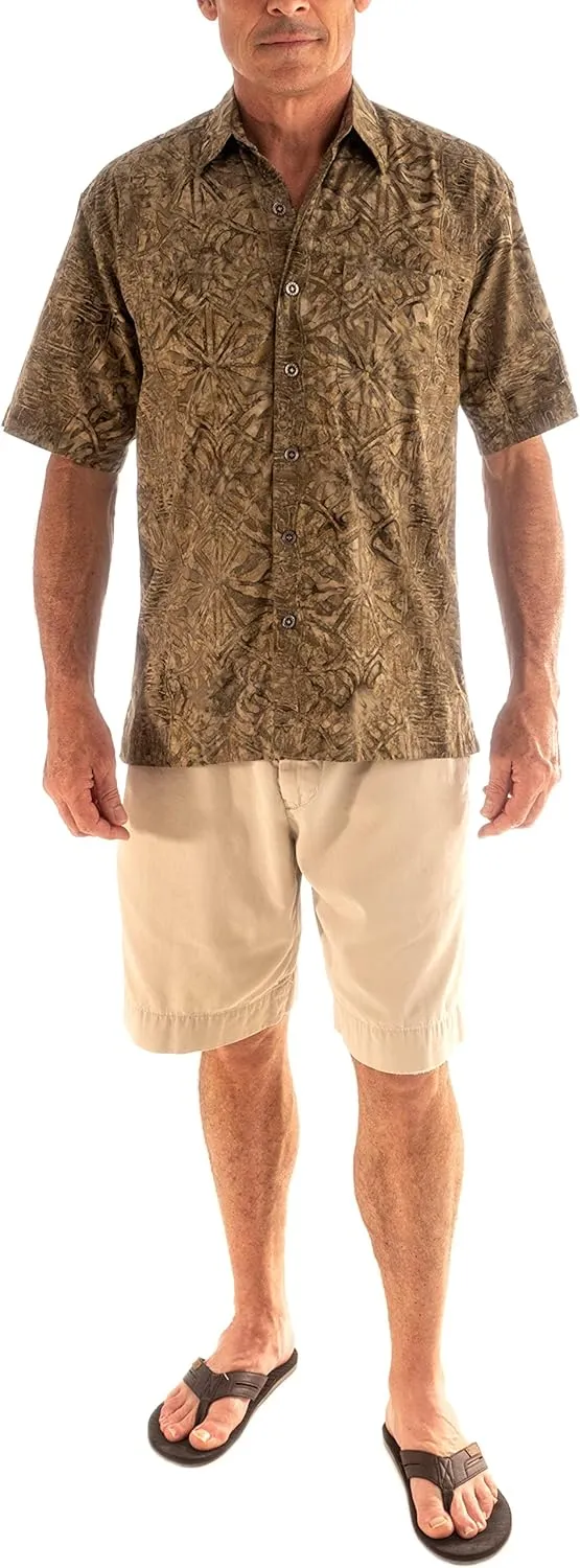 Men's Big and Tall Short Sleeve Tropical Hawaiian Cotton Shirt