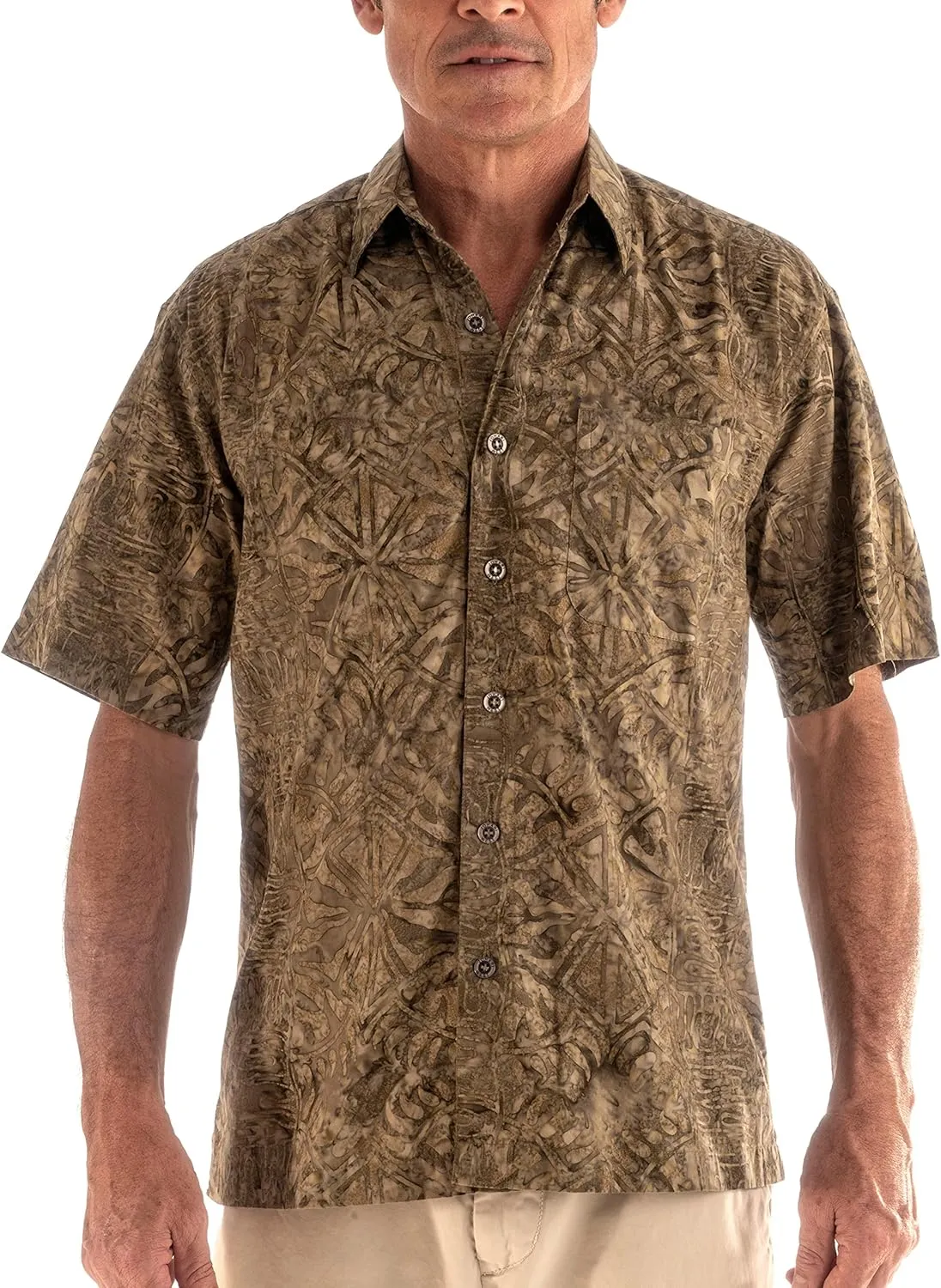 Men's Big and Tall Short Sleeve Tropical Hawaiian Cotton Shirt
