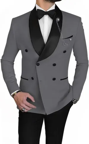 Men's Blazer Casual Suit Slim Fit Sport Coats Double Breasted Business Suit Blazer Shawl Lapel Jacket(1 Jacket)