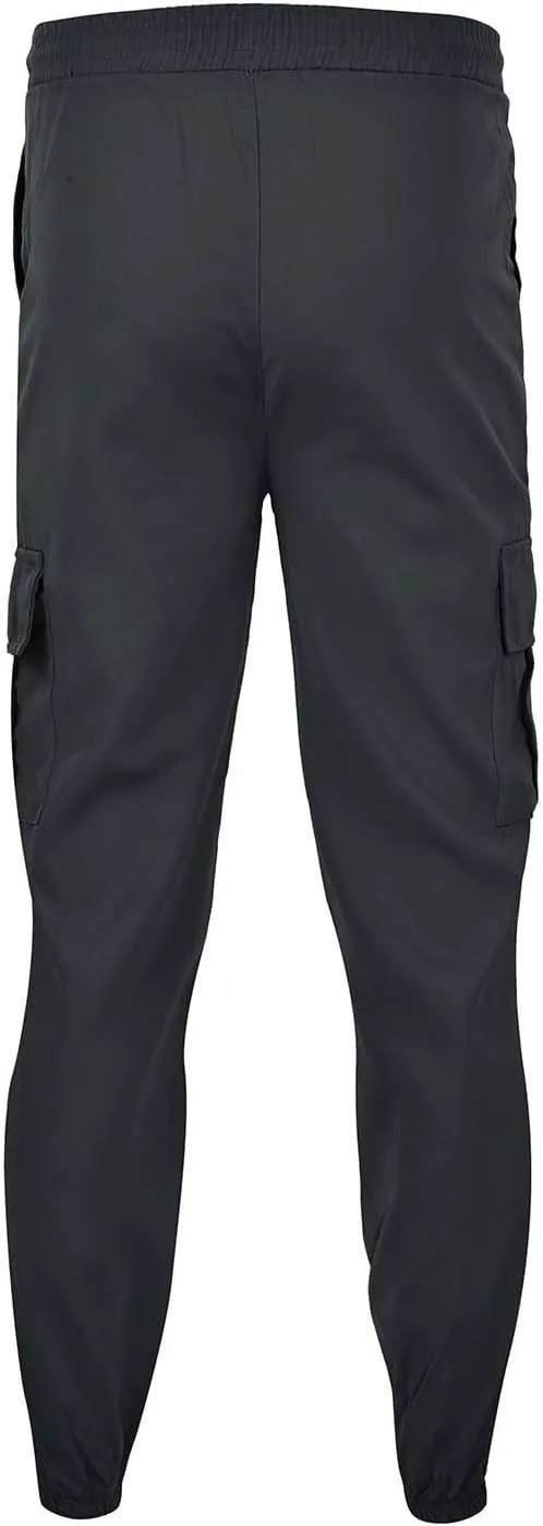Mens Cargo Pants Jogger Hiking Elastic Waist Regular Fit Casual Straight Drawstring Lightweight Pants with Pockets