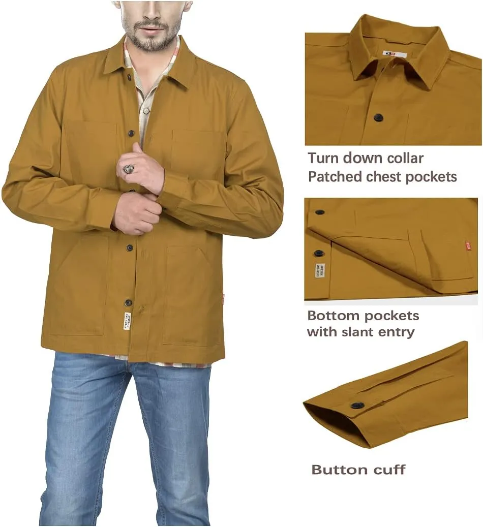 Mens Casual Lightweight Jacket Cotton Overshirts Button Down Shirt Jackets Regular & Big-tall Shacket Jacket