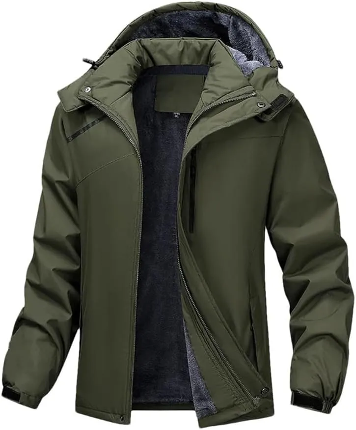 Mens Casual Thicken Warm Cotton Padded Jacket Lightweight Hooded Outdoor Windproof Coat Parkas