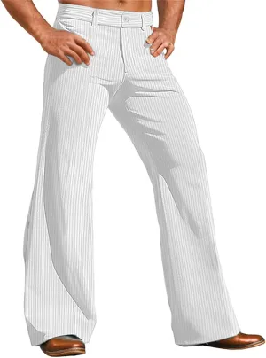 Mens Corduroy Pants Regular Fit Wide Leg Flare Slacks Vintage Breathable Trousers Stretch 60s 70s Pants Lightweight