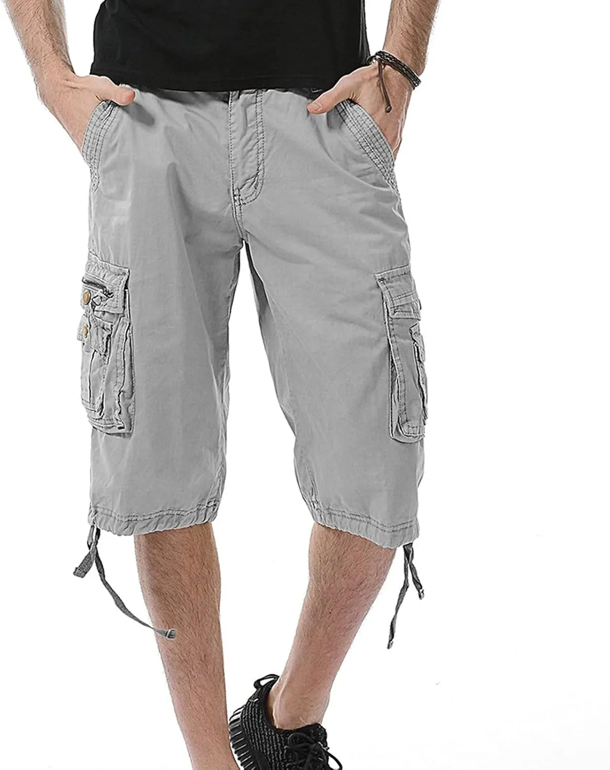 Men's Cotton Cargo Shorts Classic Relaxed Fit- Reg and Big & Tall Stretch Multi Pocket Fit Travel Running Pants