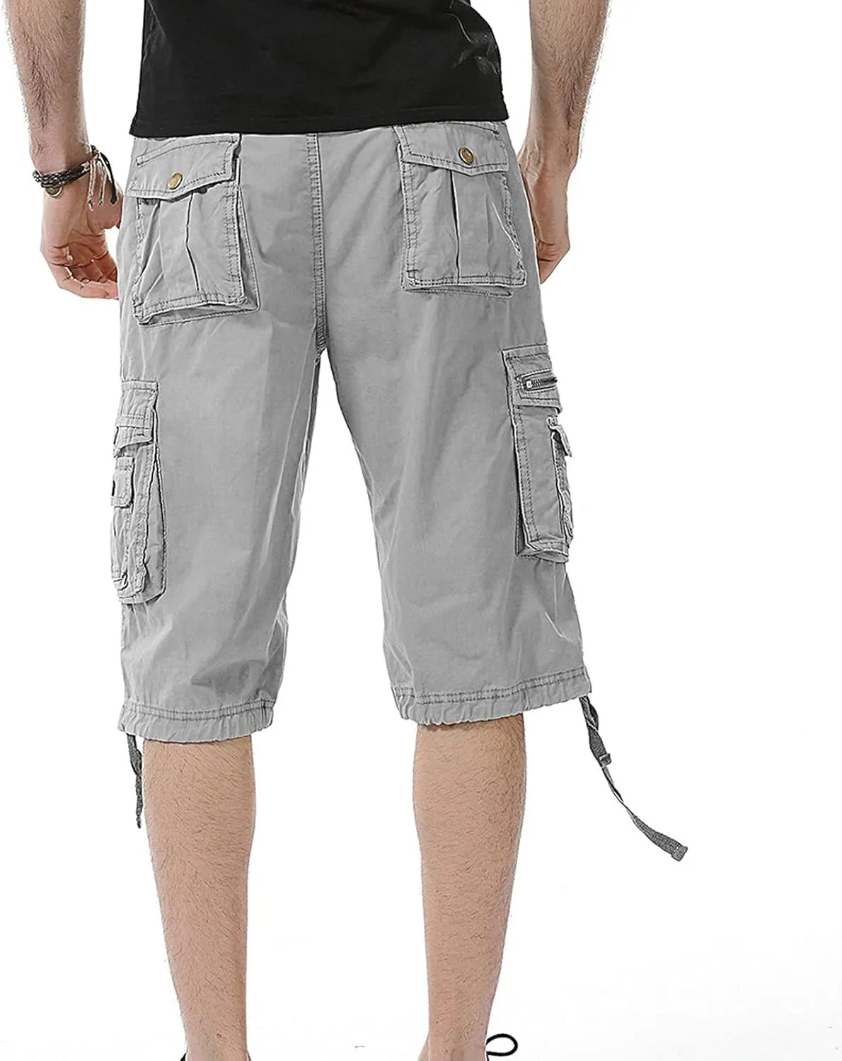 Men's Cotton Cargo Shorts Classic Relaxed Fit- Reg and Big & Tall Stretch Multi Pocket Fit Travel Running Pants