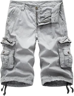 Men's Cotton Cargo Shorts Classic Relaxed Fit- Reg and Big & Tall Stretch Multi Pocket Fit Travel Running Pants