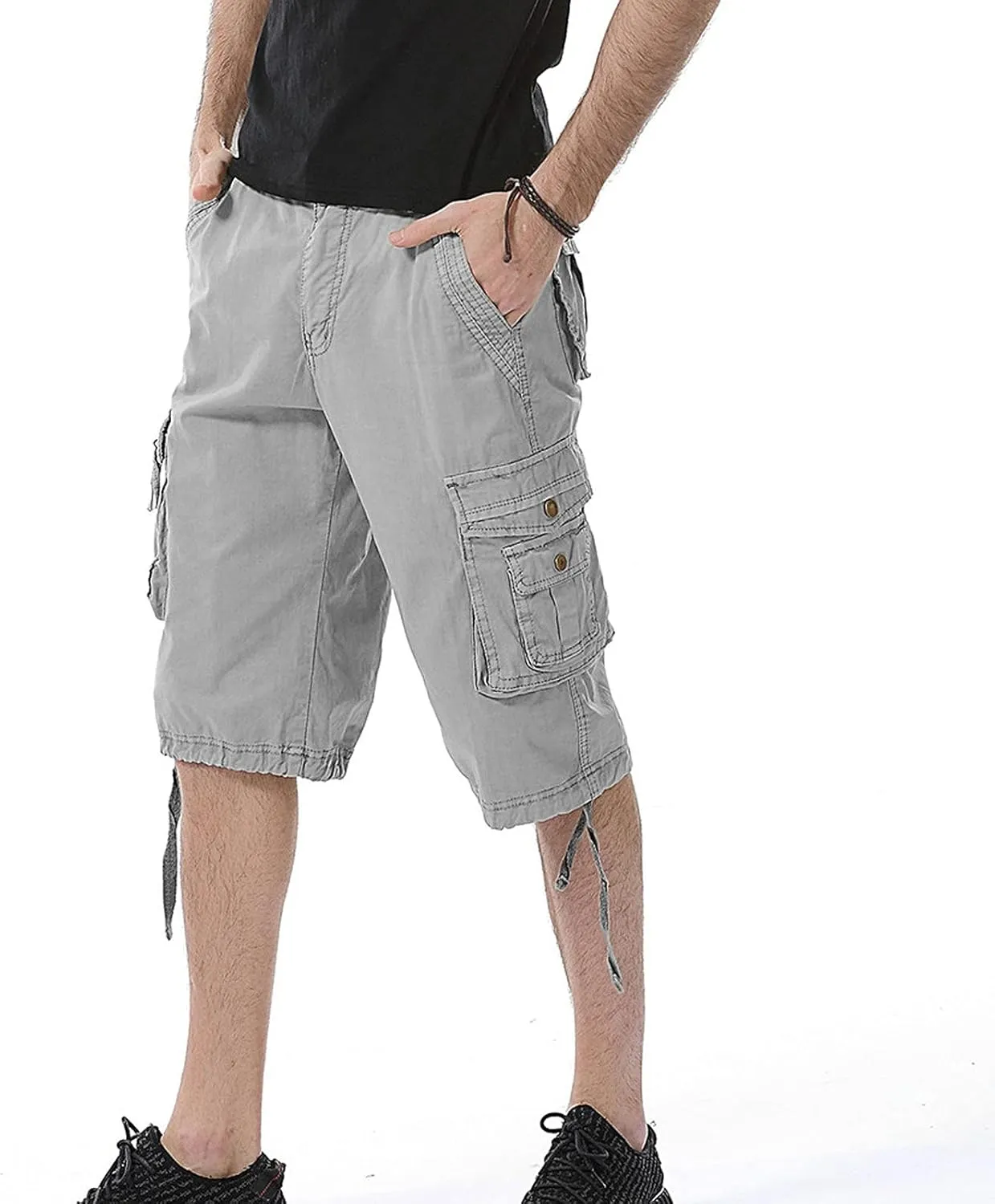 Men's Cotton Cargo Shorts Classic Relaxed Fit- Reg and Big & Tall Stretch Multi Pocket Fit Travel Running Pants