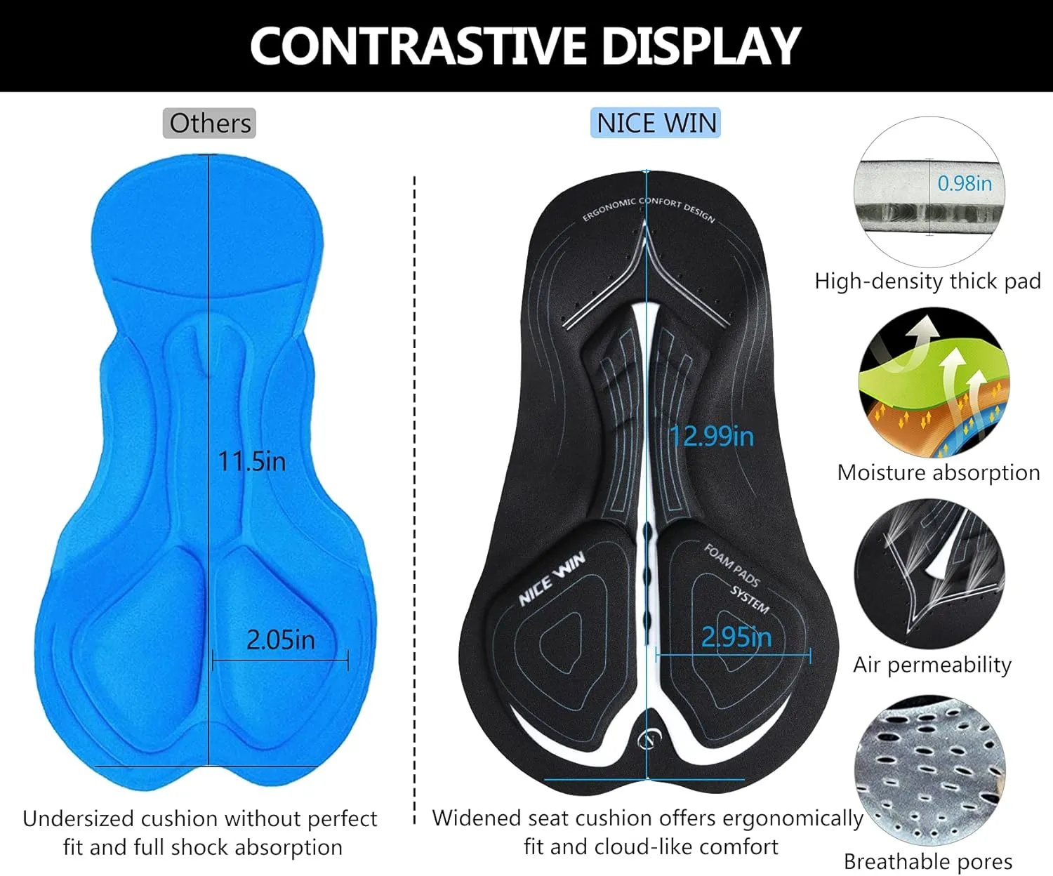 Men's Cycling Shorts Anti-Slip Leg 4D Padded Bike Shorts with 3-Pockets Breathable Biking Bicycle Motorcycle Half-Pants
