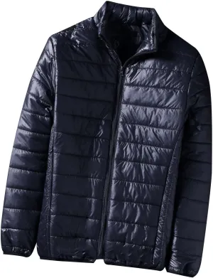 Men's Down Jacket Winter Warm Zipper Stand Collar Cardigan Casual Pocket Long Sleeves Cotton Padded Jackets Coat