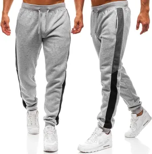 Mens Drawstring Athletic Sport Joggers Sweatpants Tall Striped with Pockets Workout Training Lounge Pants