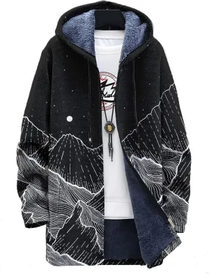 Men's Long Cardigan Hoodies 2023 Fashion Patterned Fleece Lined Full Zipper Cable Knit Sweater Coats with Pockets