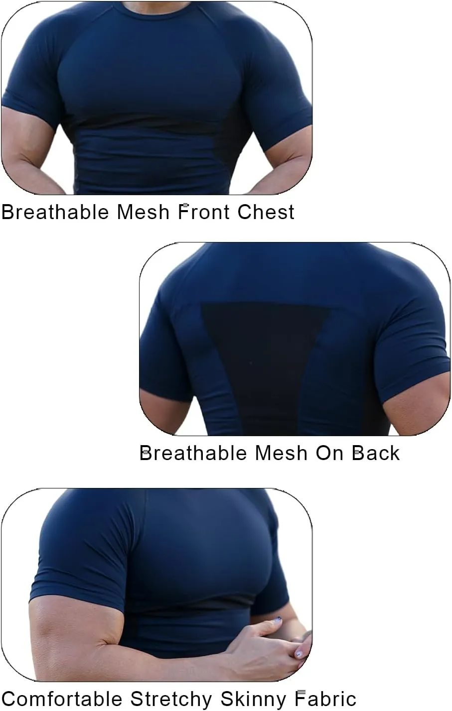 Men's Muscle Fit Tech Tees - Moisture-Wicking, Compression, Breathable Mesh