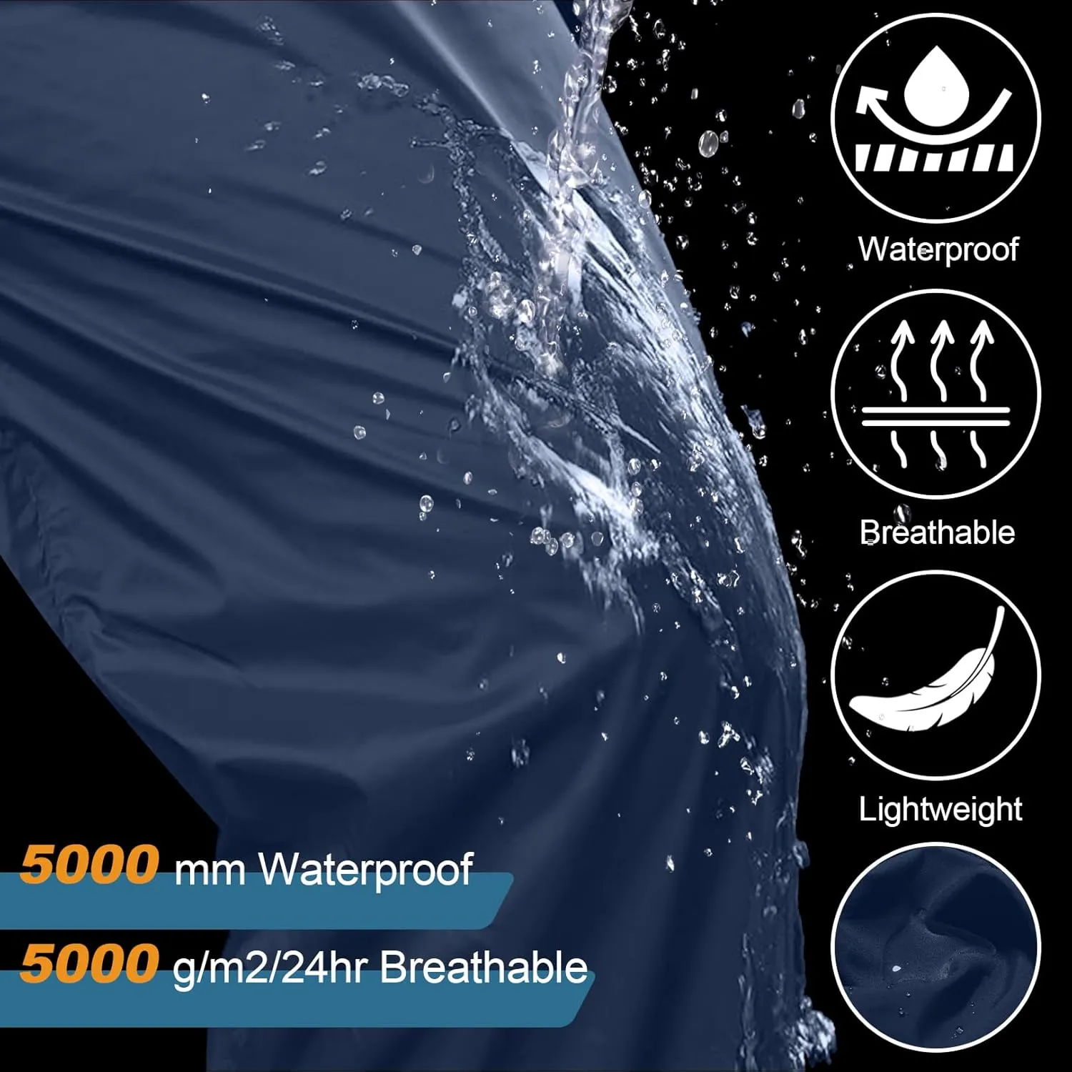 Men's Rain Pants Waterproof Windproof Hiking Rain Over Pants for Outdoor Fishing Golf Motorcycle Cycling