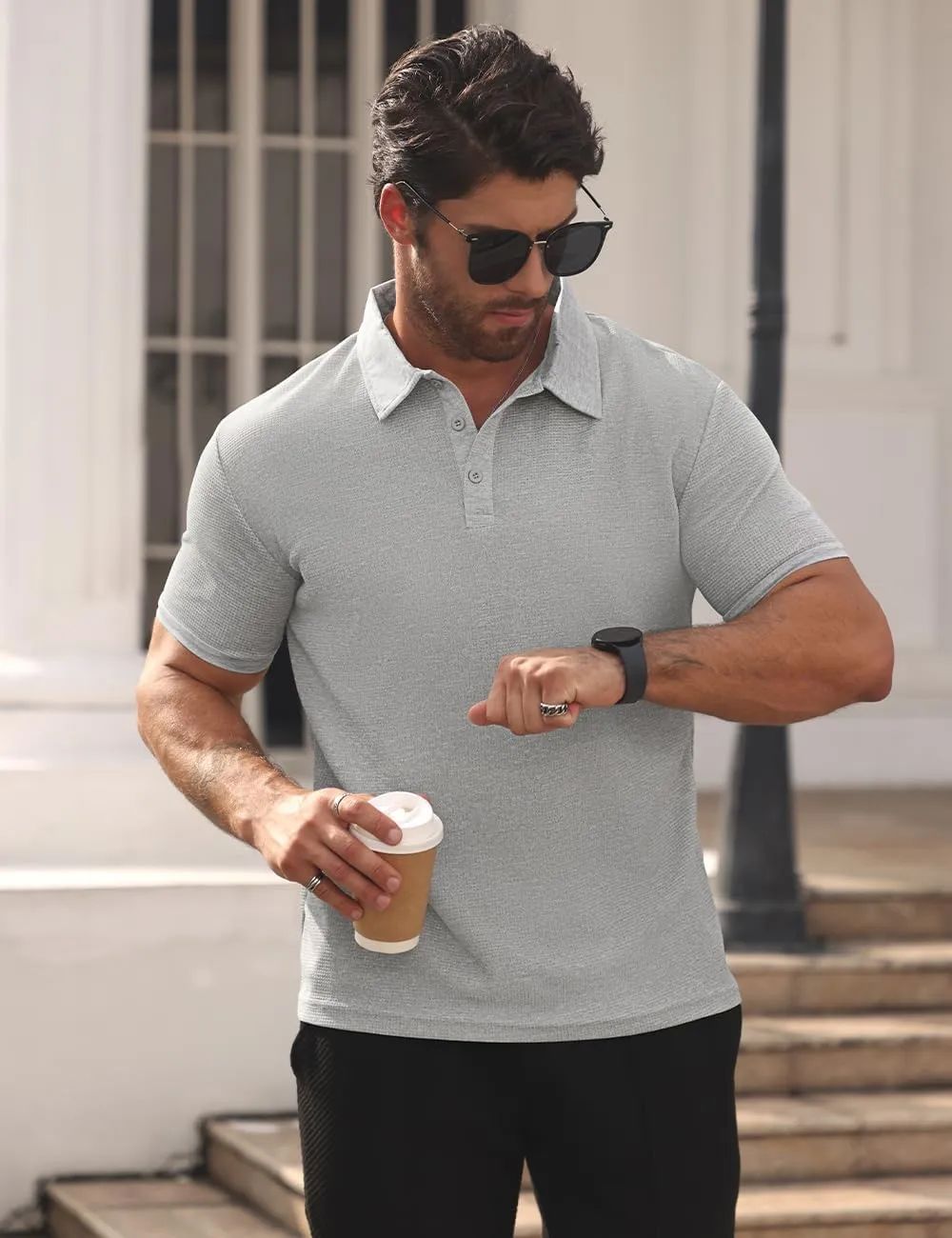 Men's Short Sleeve Breathable Quick-Dry Golf Polo Shirt - Stylish and Casual