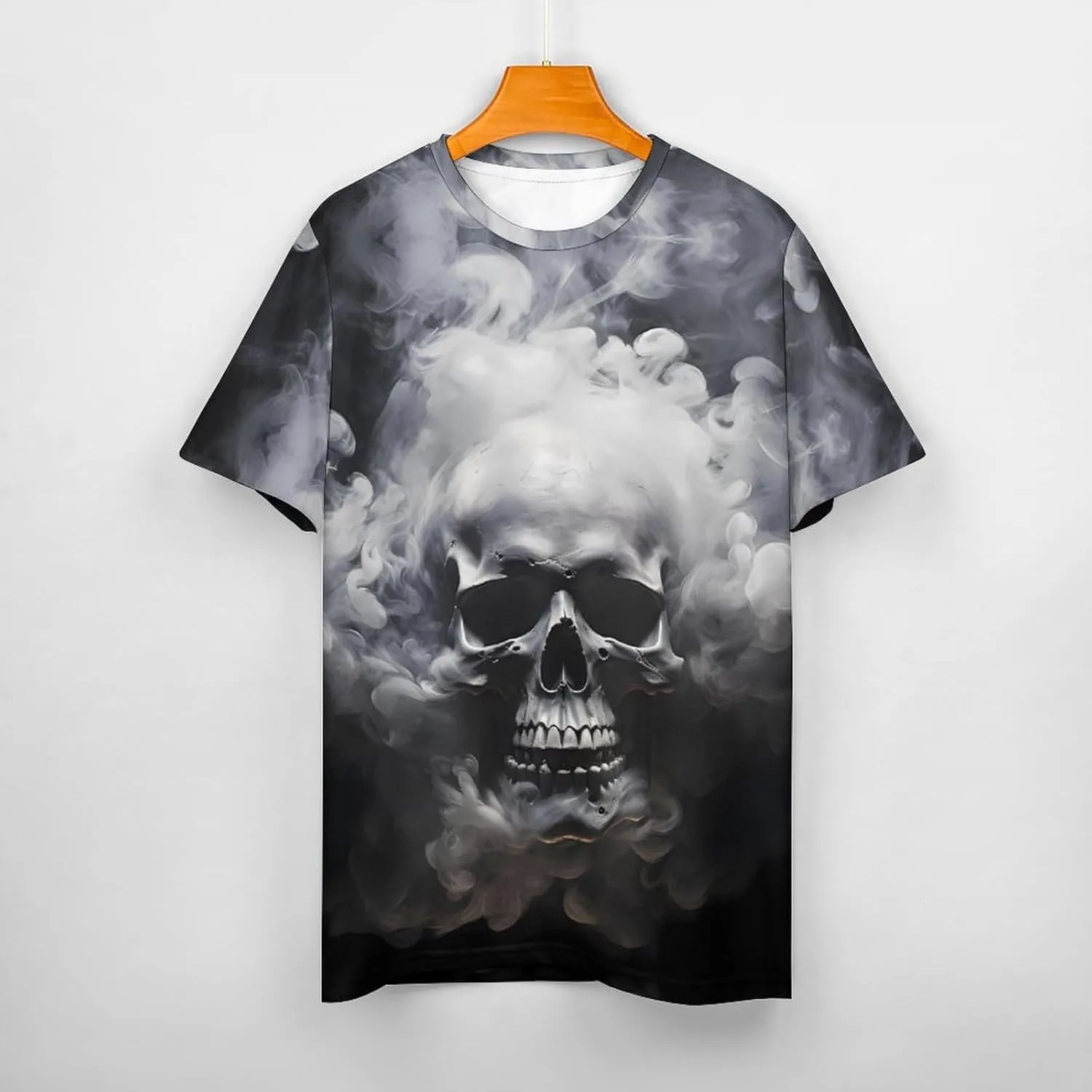 Mens Skull T-Shirts Slim Fit Qucik Dry Short Sleeve 3D Skull Graphic Print Summer Streetwear Tees