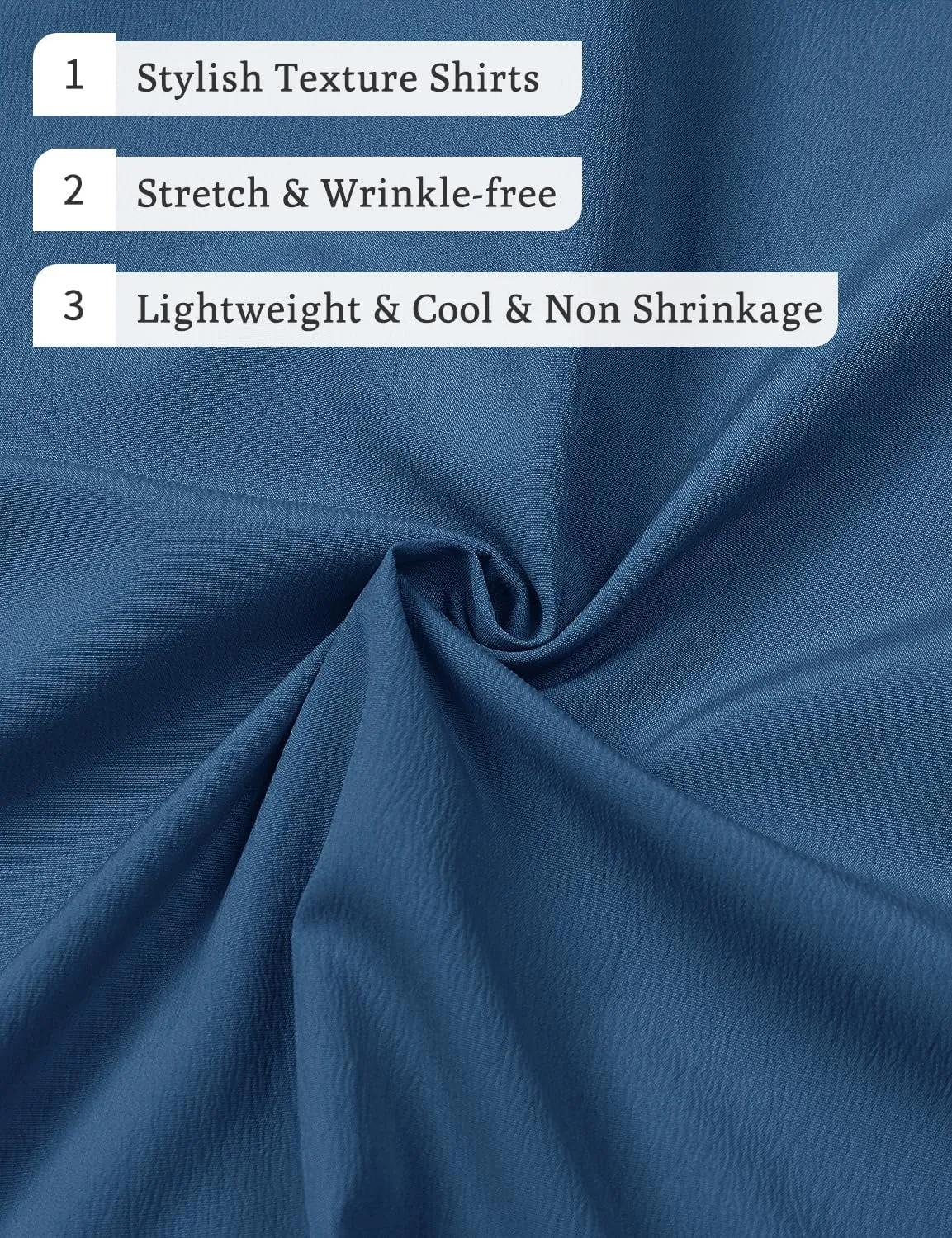 Men's Stretch Wrinkle Free Short Sleeve Texture Shirt Summer Lightweight Button Down Shirts for Beach Vacation