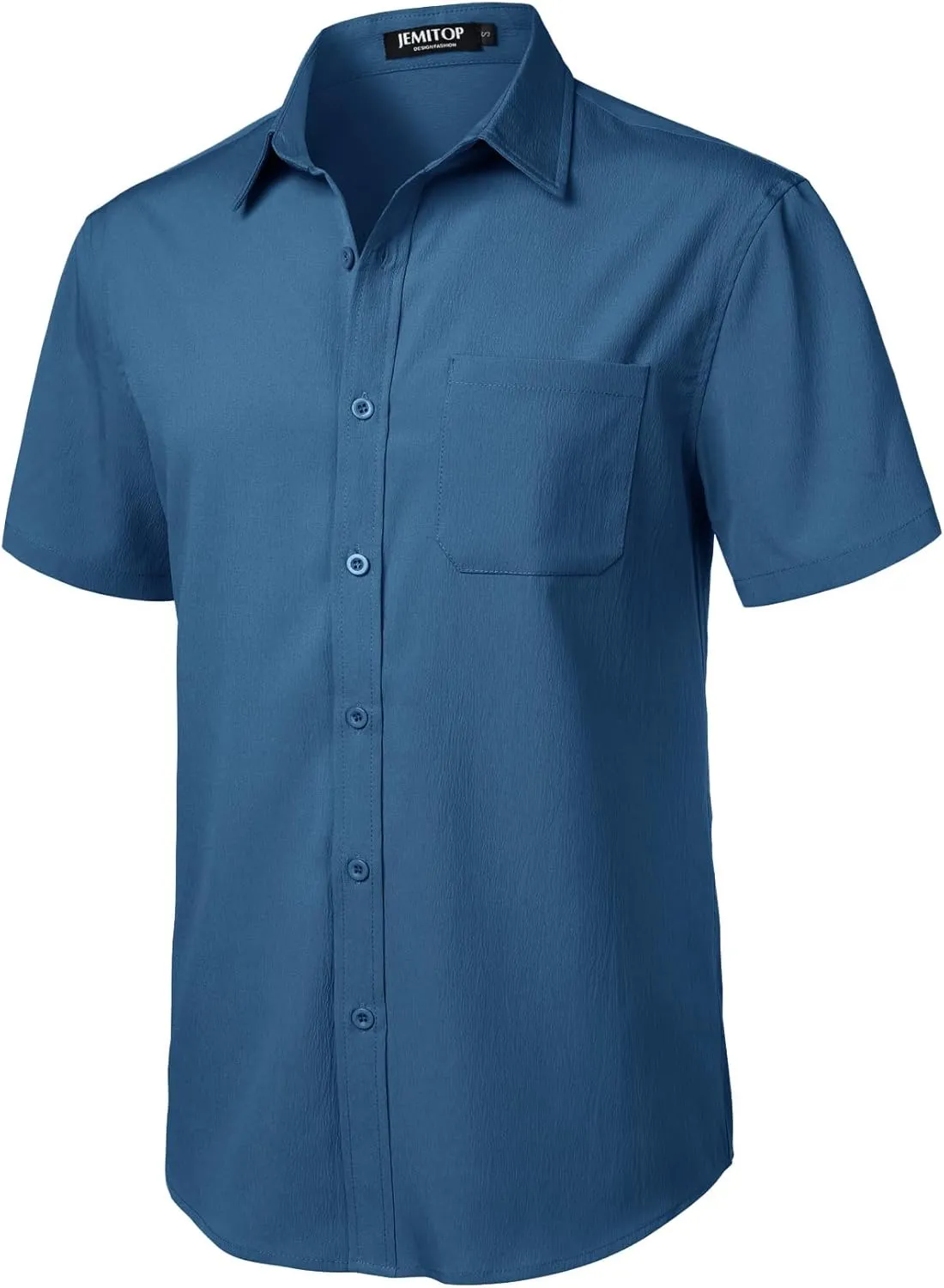 Men's Stretch Wrinkle Free Short Sleeve Texture Shirt Summer Lightweight Button Down Shirts for Beach Vacation