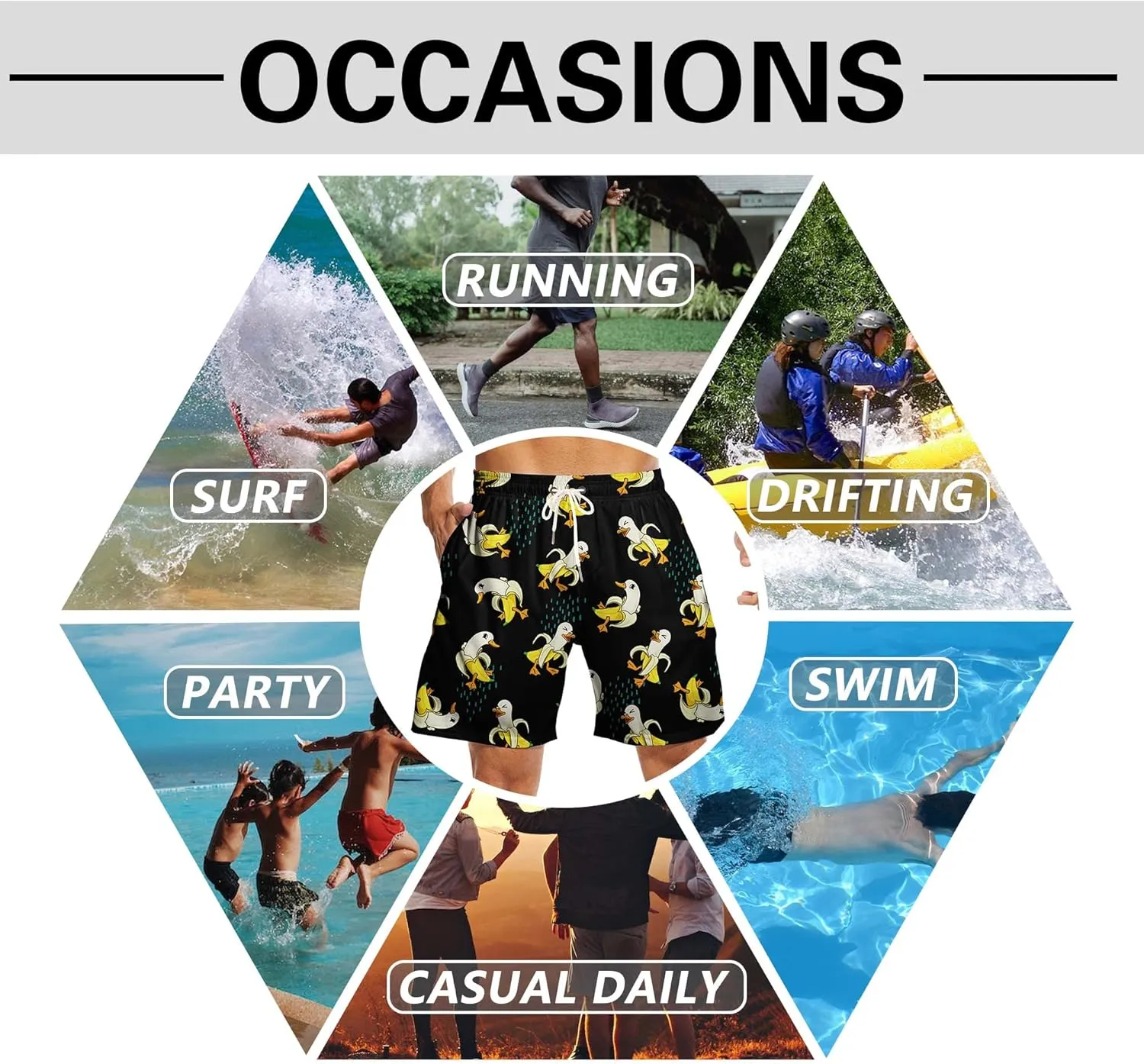 Men's Swim Trunks 7 Inch Inseam with Compression Liner Quick Dry Beach Shorts for Mens Board Shorts Swimwear