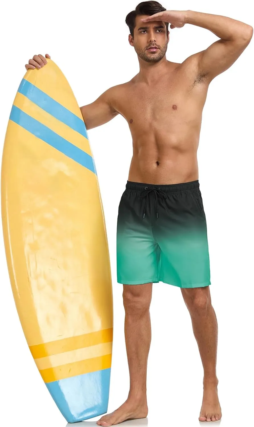Mens Swim Trunks with Compression Liner 7 Inch Swim Shorts 2 in 1 Quick Dry Board Shorts Beach Wear