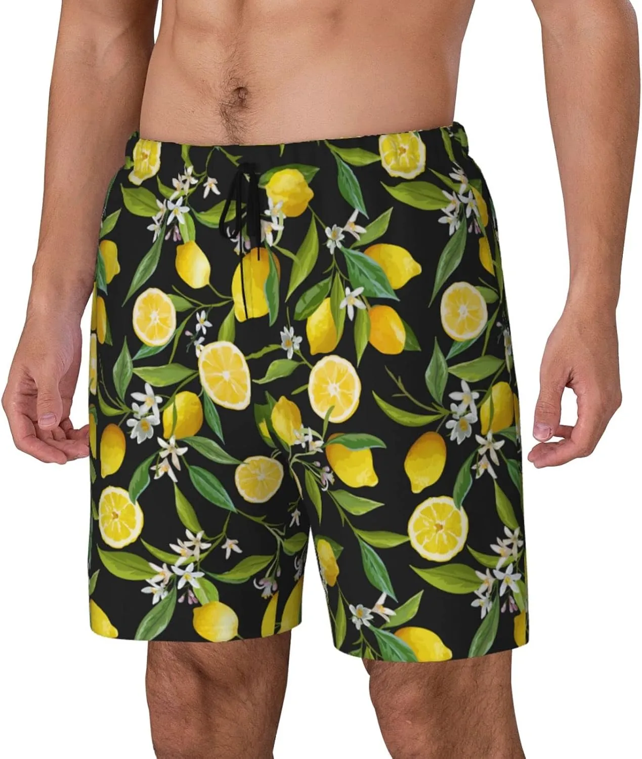 Mens Swim Trunks with Compression Liner Quick Dry Bathing Suit Stretch Swimwear Music Notes Board Shorts Beach Shorts