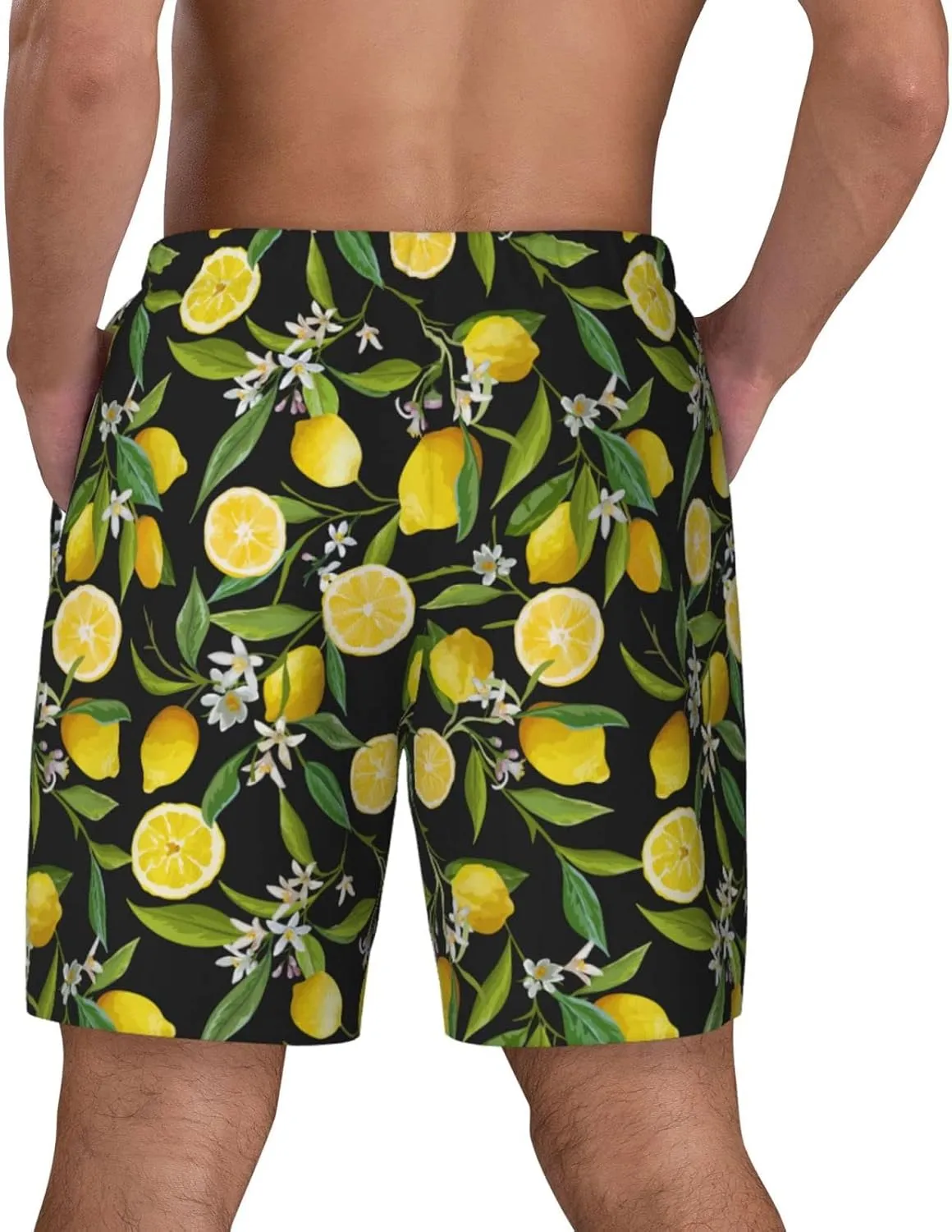 Mens Swim Trunks with Compression Liner Quick Dry Bathing Suit Stretch Swimwear Music Notes Board Shorts Beach Shorts