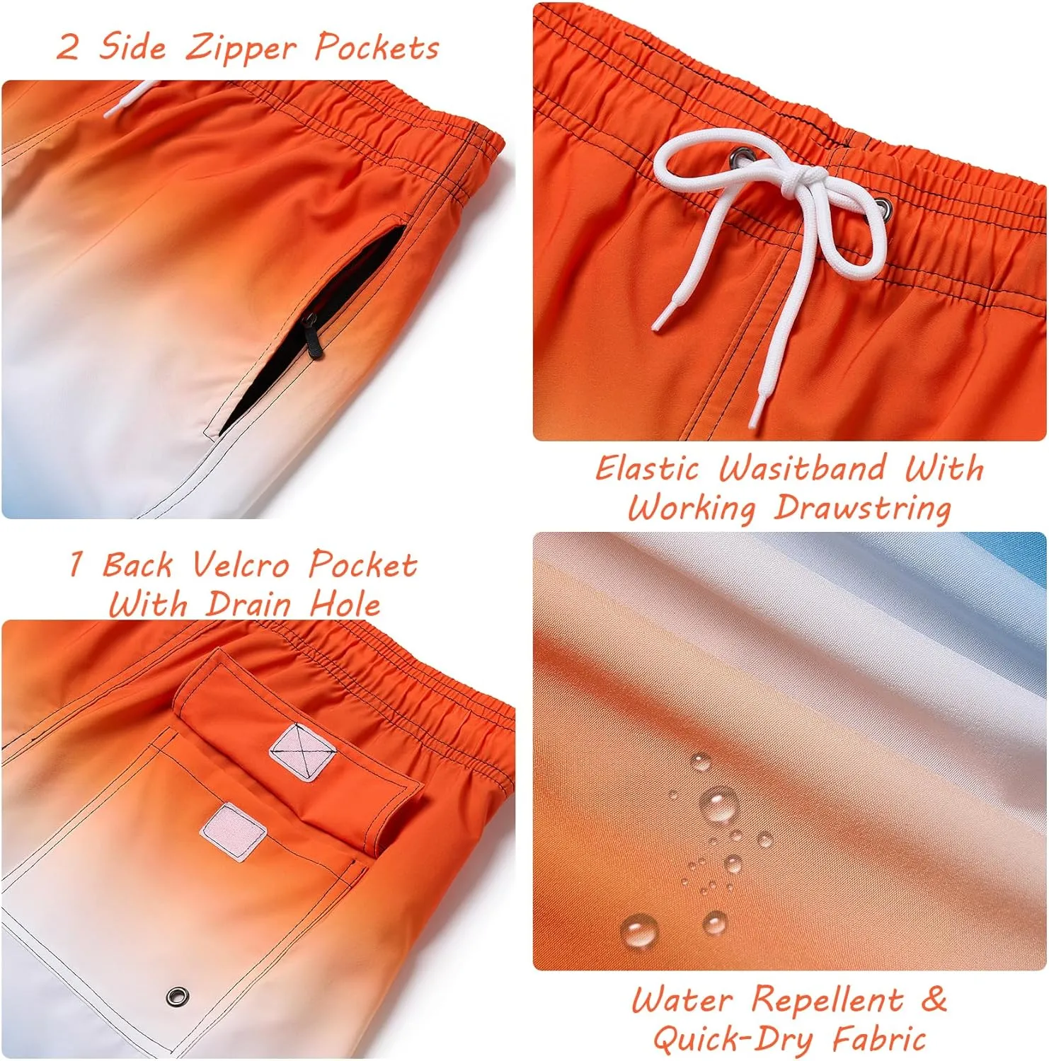 Mens Swim Trunks with Compression Liner Quick Dry Swim Shorts Bathing Suit Swimsear 2 in 1 Beach Board Shorts