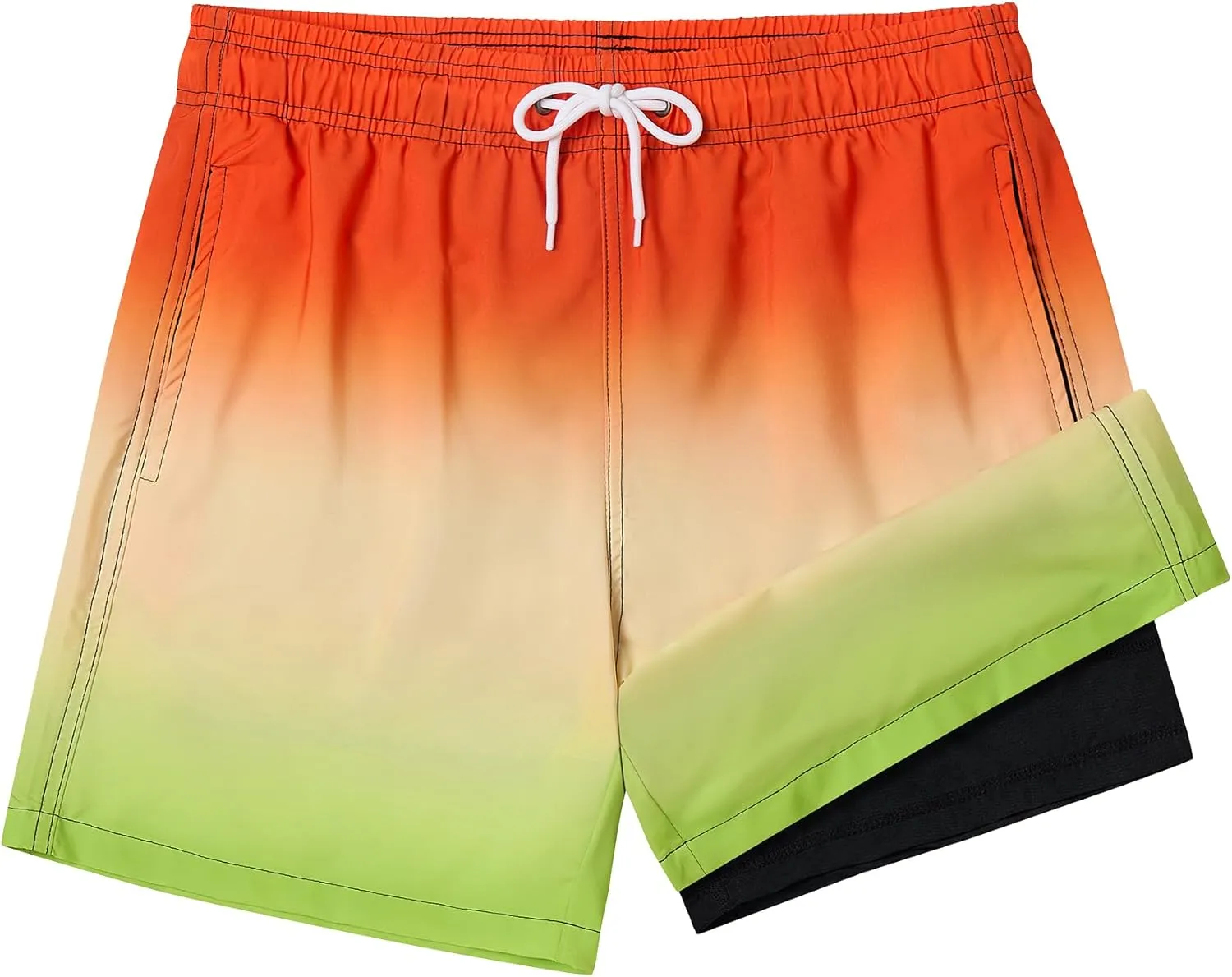 Mens Swim Trunks with Compression Liner Quick Dry Swim Shorts Bathing Suit Swimsear 2 in 1 Beach Board Shorts
