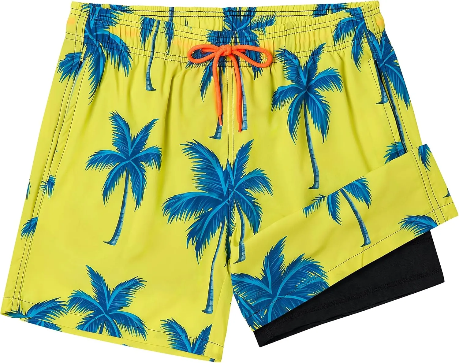 Mens Swim Trunks with Compression Liner Quick Dry Swim Shorts Bathing Suit Swimsear 2 in 1 Beach Board Shorts