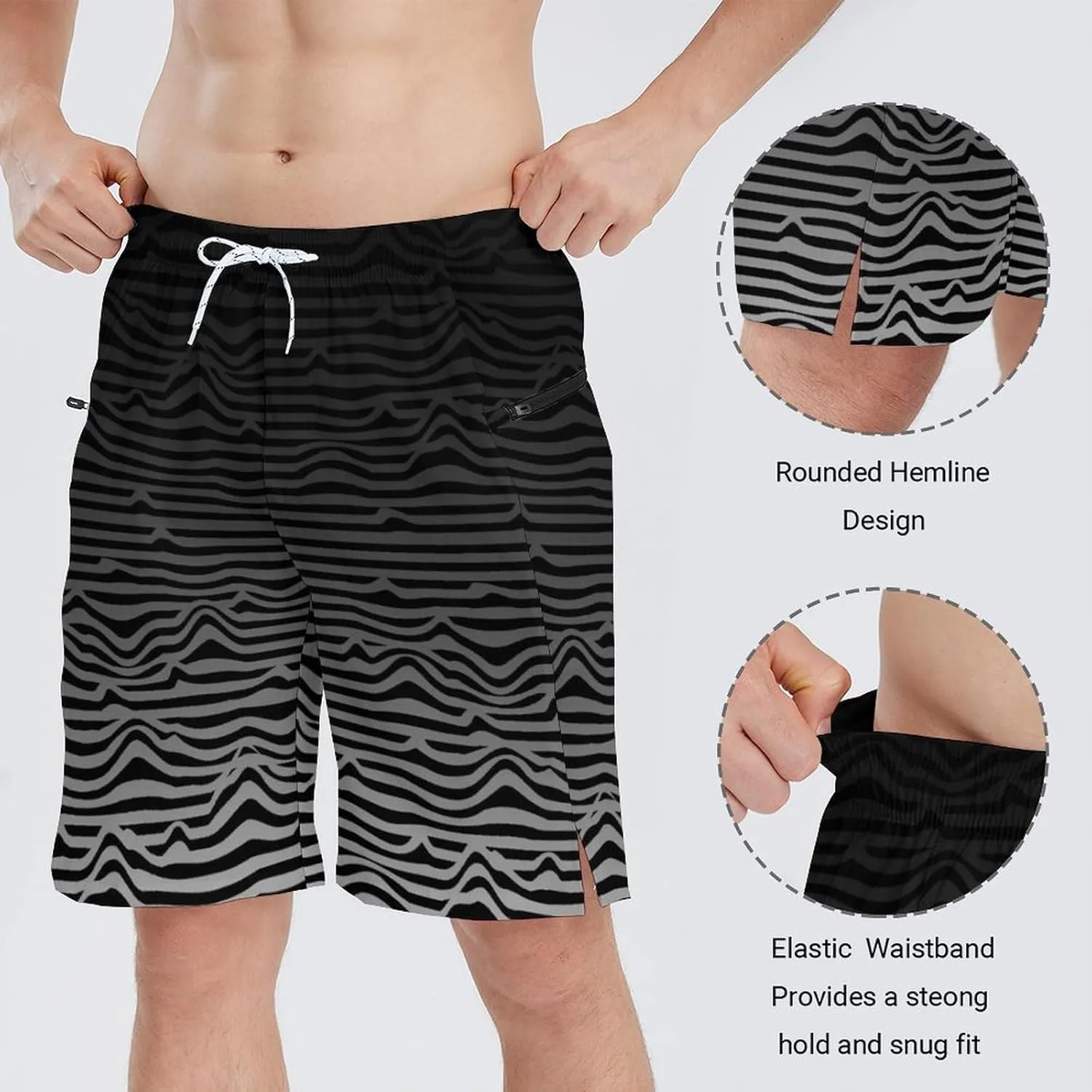 Men's Swim Trunks with Compression Liner Swim Shorts Board Shorts 9 Inch Quick Dry Bathing Suit with Zipper Pockets