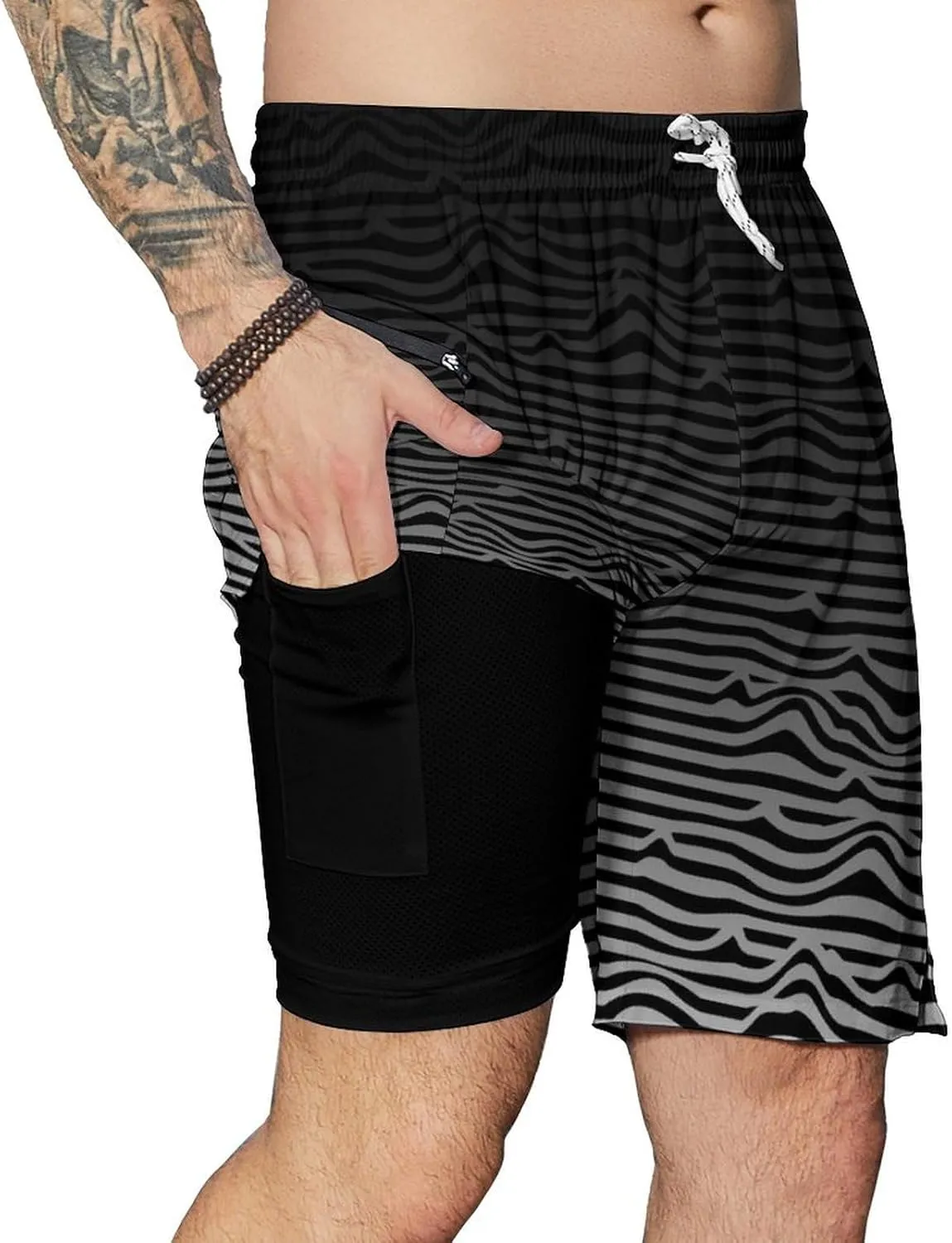 Men's Swim Trunks with Compression Liner Swim Shorts Board Shorts 9 Inch Quick Dry Bathing Suit with Zipper Pockets