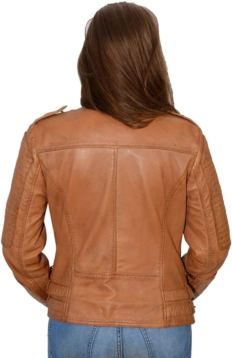 Milwaukee Leather SFL2820 Women's Quilted Black Lambskin Motorcycle Style Fashion Casual Leather Jacket