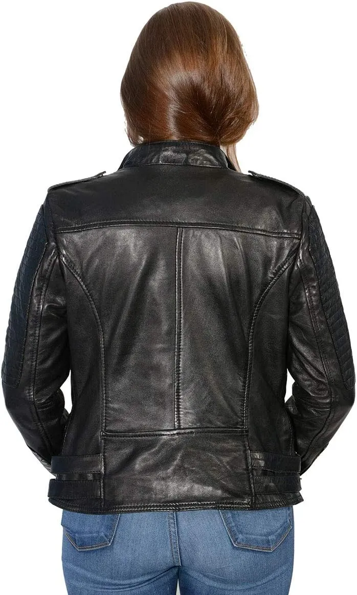 Milwaukee Leather Women's Maiden Aqua Premium Sheepskin Motorcycle Fashion Leather Jacket with Studs SFL2840