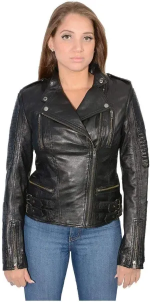 Milwaukee Leather Women's Maiden Aqua Premium Sheepskin Motorcycle Fashion Leather Jacket with Studs SFL2840