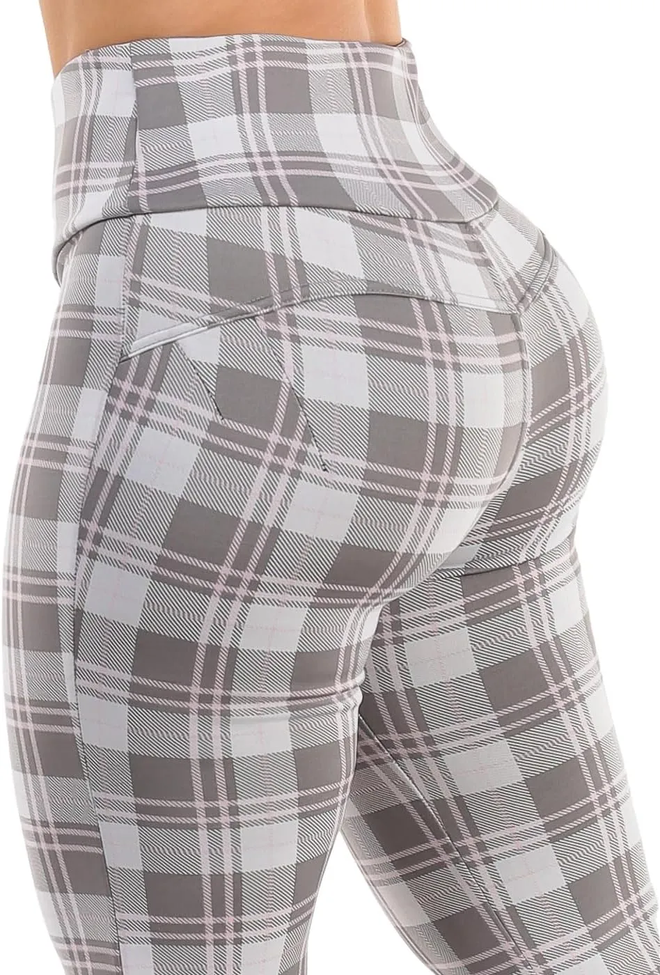 Moda Xpress Women's Juniors High Waist Pull On Stretchy Butt Lifting Black, Plaid, Printed Skinny Pants 10596R