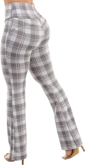 Moda Xpress Women's Juniors High Waist Pull On Stretchy Butt Lifting Black, Plaid, Printed Skinny Pants 10596R